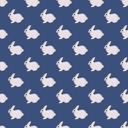 Seamless pattern of rabbit. Domestic animals on colorful background. Vector illustration for textile prints, fabric, banners, backdrops and wallpapers.のイラスト素材