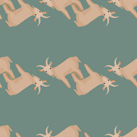 Seamless pattern of goat. Domestic animals on colorful background. Vector illustration for textile prints, fabric, banners, backdrops and wallpapers.のイラスト素材