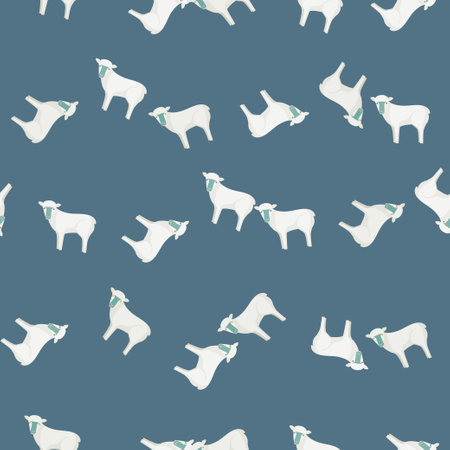 Seamless pattern of sheep. Domestic animals on colorful background. Vector illustration for textile prints, fabric, banners, backdrops and wallpapers.のイラスト素材