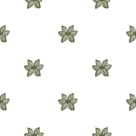 Seamless pattern sanise on white background. Vector repeat template spice in doodle style. Hand drawn elements nature texture for fabric, wrapping paper, wallpaper.のイラスト素材