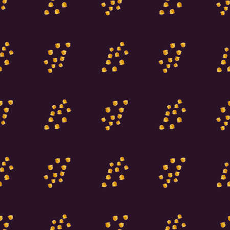 Seamless pattern with hand drawing lily of the valley on black background. Vector floral template in doodle style. Gentle summer botanical texture for fabric, wrapping paper, wallpaper.のイラスト素材