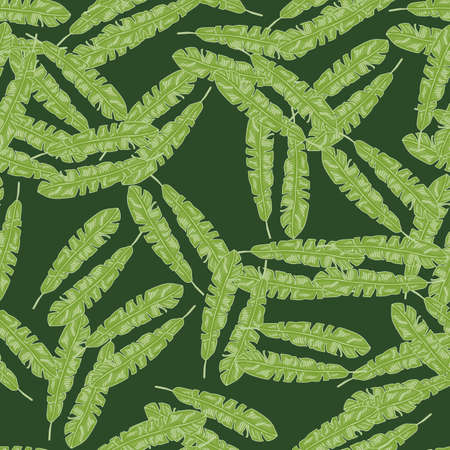 Modern Banana leaf seamless pattern with hand drawn tropical print. Fashionable nature background. Vector illustration for seasonal textile prints, fabric, banners, backdrops and wallpapers.のイラスト素材
