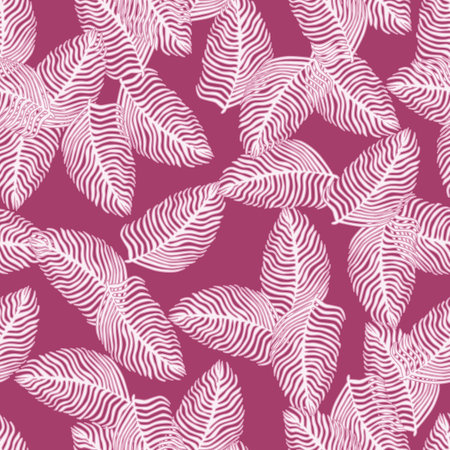 Organic palm leaf seamless pattern with hand drawn foliage print. Simple color background. Vector illustration for seasonal textile prints, fabric, banners, backdrops and wallpapers.のイラスト素材