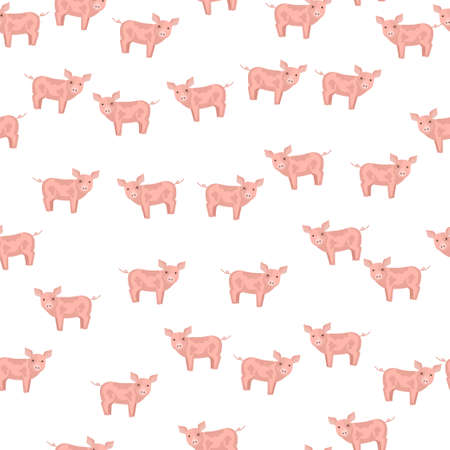 Seamless pattern of pig. Domestic animals on colorful background. Vector illustration for textile prints, fabric, banners, backdrops and wallpapers.のイラスト素材