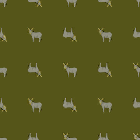 Seamless pattern of donkey. Domestic animals on colorful background. Vector illustration for textile prints, fabric, banners, backdrops and wallpapers.のイラスト素材