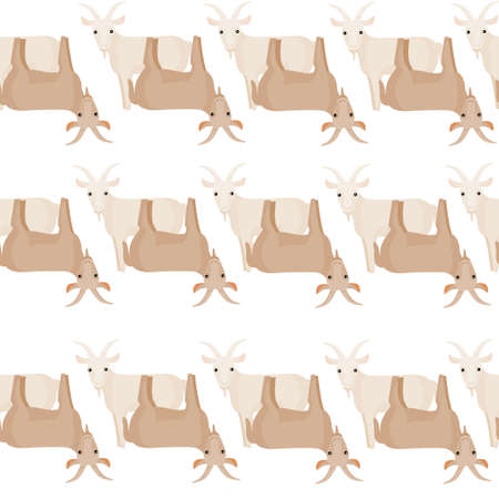 Seamless pattern of goat. Domestic animals on colorful background. Vector illustration for textile prints, fabric, banners, backdrops and wallpapers.のイラスト素材