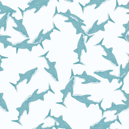 Whale shark seamless pattern in scandinavian style. Marine animals background. Vector illustration for children funny textile prints, fabric, banners, backdrops and wallpapers.のイラスト素材