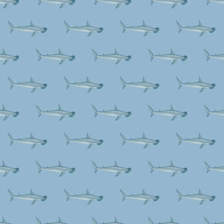 Hammerhead shark seamless pattern in scandinavian style. Marine animals background. Vector illustration for children funny textile prints, fabric, banners, backdrops and wallpapers.のイラスト素材