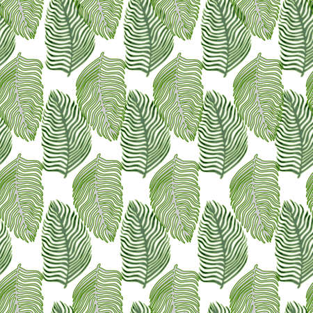 Organic palm leaf seamless pattern with hand drawn foliage print. Simple color background. Vector illustration for seasonal textile prints, fabric, banners, backdrops and wallpapers.のイラスト素材