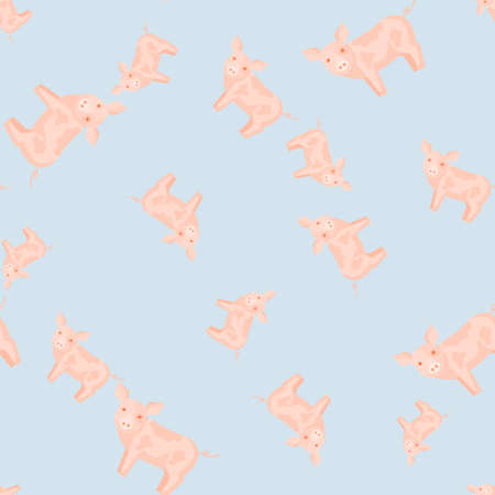 Seamless pattern of pig. Domestic animals on colorful background. Vector illustration for textile prints, fabric, banners, backdrops and wallpapers.のイラスト素材