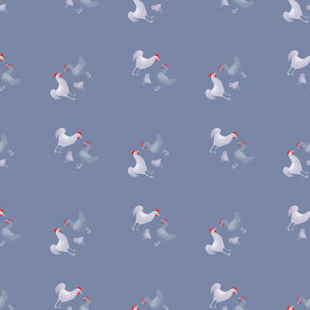 Seamless pattern of chicken family. Domestic animals on colorful background. Vector illustration for textile prints, fabric, banners, backdrops and wallpapers.のイラスト素材