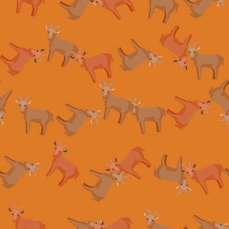 Seamless pattern of goat. Domestic animals on colorful background. Vector illustration for textile prints, fabric, banners, backdrops and wallpapers.のイラスト素材