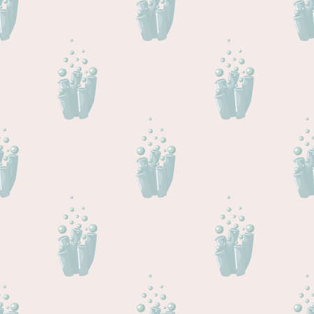 Coral reef seamless pattern with bubbles. Marine plants background. Vector illustration for children funny textile prints, fabric, banners, backdrops and wallpapers.のイラスト素材