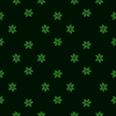 Seamless pattern sanise on black background. Vector repeat template spice in doodle style. Hand drawn elements nature texture for fabric, wrapping paper, wallpaper.のイラスト素材