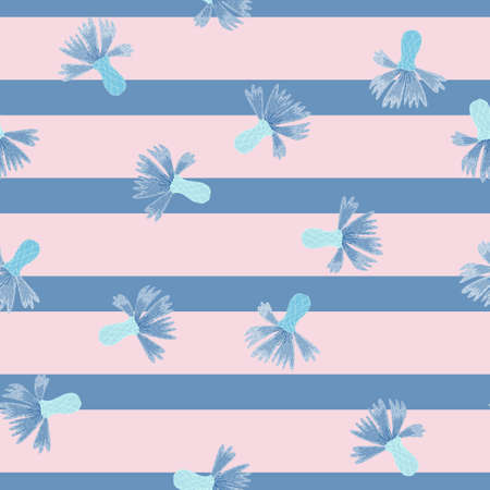 Cornflowers pattern seamless in freehand style. Spring flowers on colorful background. Vector illustration for textile prints, fabric, banners, backdrops and wallpapers.のイラスト素材