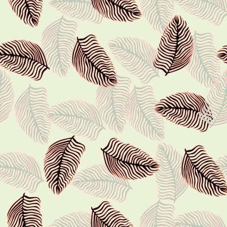 Modern palm leaf seamless pattern with hand drawn foliage print. Abstract art nature background. Vector illustration for seasonal textile prints, fabric, banners, backdrops and wallpapers.のイラスト素材