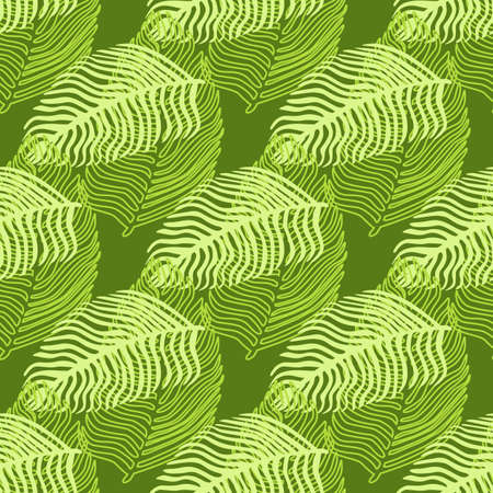 Abstract palm leaf seamless pattern with hand drawn foliage print. Simple Jungle background. Vector illustration for seasonal textile prints, fabric, banners, backdrops and wallpapers.のイラスト素材
