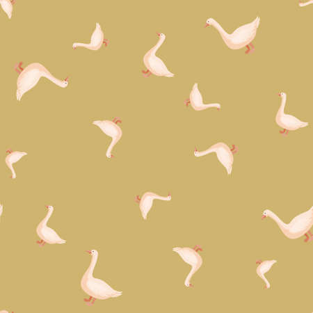 Seamless pattern of goose. Domestic animals on colorful background. Vector illustration for textile prints, fabric, banners, backdrops and wallpapers.のイラスト素材