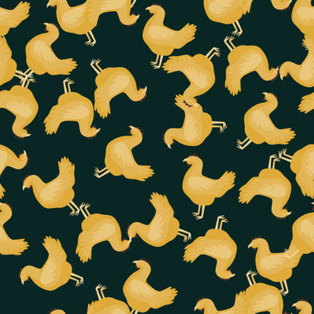 Seamless pattern of hen. Domestic animals on colorful background. Vector illustration for textile prints, fabric, banners, backdrops and wallpapers.のイラスト素材