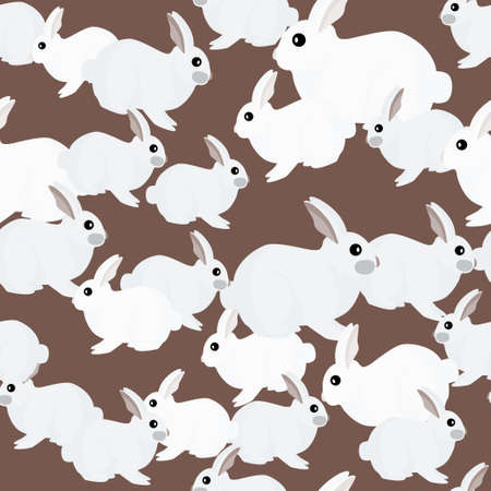 Seamless pattern of rabbit. Domestic animals on colorful background. Vector illustration for textile prints, fabric, banners, backdrops and wallpapers.のイラスト素材