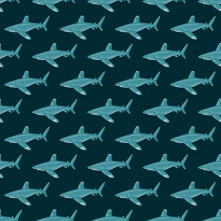 Oceanic whitetip shark seamless pattern in scandinavian style. Marine animals background. Vector illustration for children funny textile prints, fabric, banners, backdrops and wallpapers.のイラスト素材
