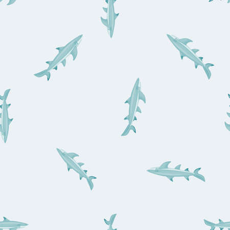 Lemon shark seamless pattern in scandinavian style. Marine animals background. Vector illustration for children funny textile prints, fabric, banners, backdrops and wallpapers.のイラスト素材