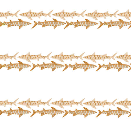 Leopard shark seamless pattern in scandinavian style. Marine animals background. Vector illustration for children funny textile prints, fabric, banners, backdrops and wallpapers.のイラスト素材
