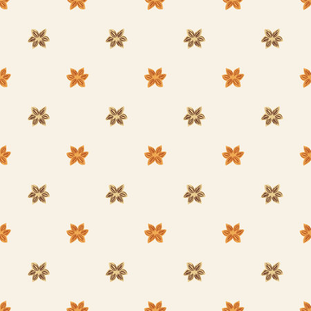 Seamless pattern sanise on beige background. Vector repeat template spice in doodle style. Hand drawn elements nature texture for fabric, wrapping paper, wallpaper.のイラスト素材