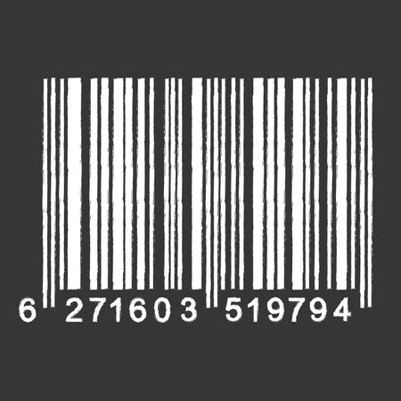 Bar Code isolated on gray background. Universal Product Scan Code in doodle style. Vector icon design element hand drawn.のイラスト素材