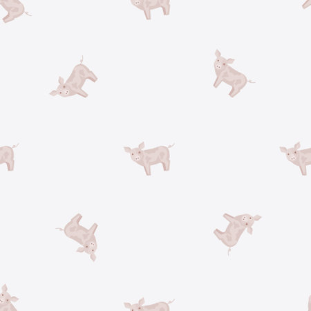 Seamless pattern of pig. Domestic animals on colorful background. Vector illustration for textile prints, fabric, banners, backdrops and wallpapers.のイラスト素材