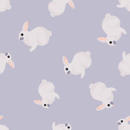 Seamless pattern of rabbit. Domestic animals on colorful background. Vector illustration for textile prints, fabric, banners, backdrops and wallpapers.のイラスト素材