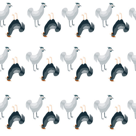 Seamless pattern of rooster. Domestic animals on colorful background. Vector illustration for textile prints, fabric, banners, backdrops and wallpapers.のイラスト素材