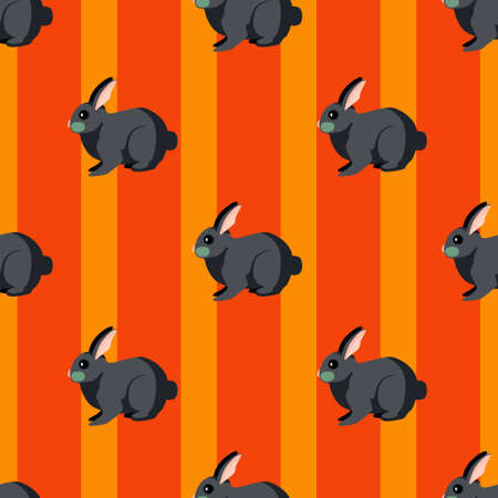 Seamless pattern of rabbit. Domestic animals on colorful background. Vector illustration for textile prints, fabric, banners, backdrops and wallpapers.のイラスト素材