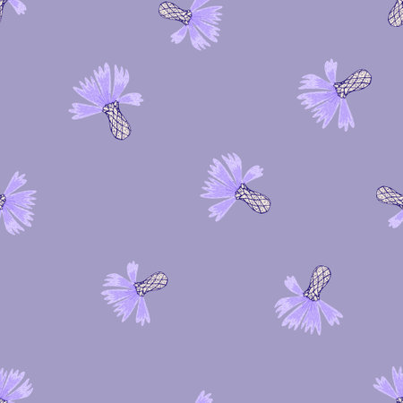 Cornflowers pattern seamless in freehand style. Spring flowers on colorful background. Vector illustration for textile prints, fabric, banners, backdrops and wallpapers.のイラスト素材