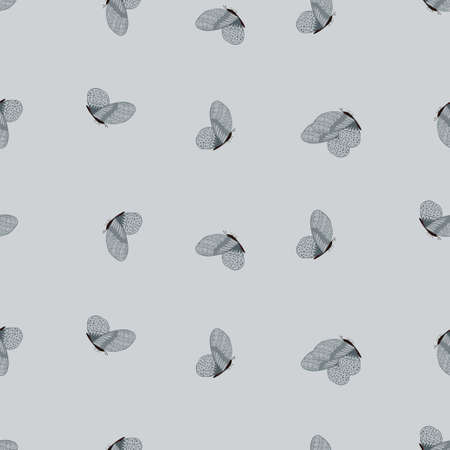 Butterfly pattern seamless in freehand style. Cute insect which fly in a meadow on colorful background. Vector illustration for textile prints, fabric, banners, backdrops and wallpapers.のイラスト素材