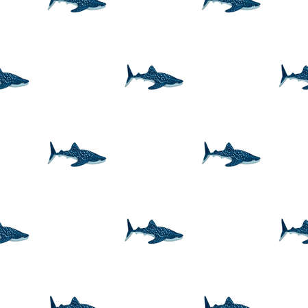 Whale shark seamless pattern in scandinavian style. Marine animals background. Vector illustration for children funny textile prints, fabric, banners, backdrops and wallpapers.のイラスト素材