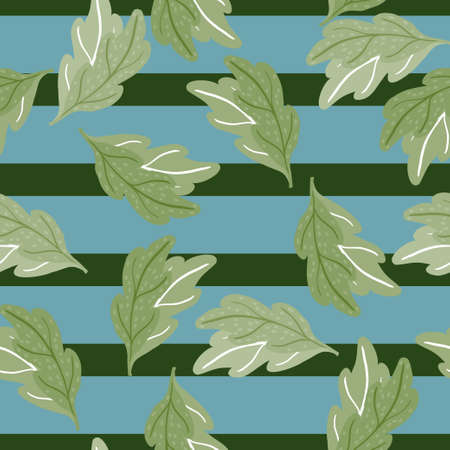 Leaves of oak seamless pattern. Hand drawn natural background. Repeated texture in doodle style for fabric, wrapping paper, wallpaper, tissue. Vector illustration.のイラスト素材
