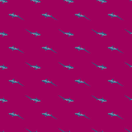 Thresher shark seamless pattern in scandinavian style. Marine animals background. Vector illustration for children funny textile prints, fabric, banners, backdrops and wallpapers.のイラスト素材