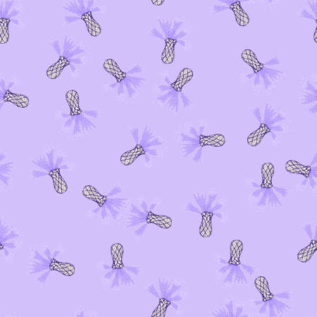 Cornflowers pattern seamless in freehand style. Spring flowers on colorful background. Vector illustration for textile prints, fabric, banners, backdrops and wallpapers.のイラスト素材