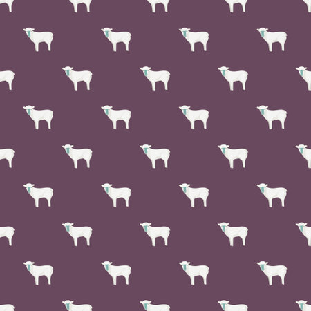 Seamless pattern of sheep. Domestic animals on colorful background. Vector illustration for textile prints, fabric, banners, backdrops and wallpapers.のイラスト素材