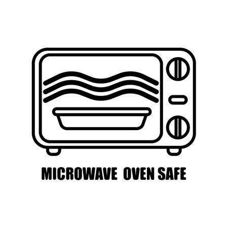 Microwave oven safe inscriptions isolated on white background. Icon warning for cookware in ink style. Vector illustration design.のイラスト素材