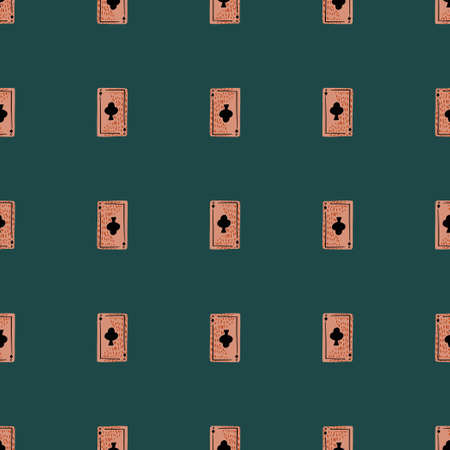 Game cards seamless pattern. Design gambling. Repeated texture in doodle style for fabric, wrapping paper, wallpaper, tissue. Vector illustration.のイラスト素材