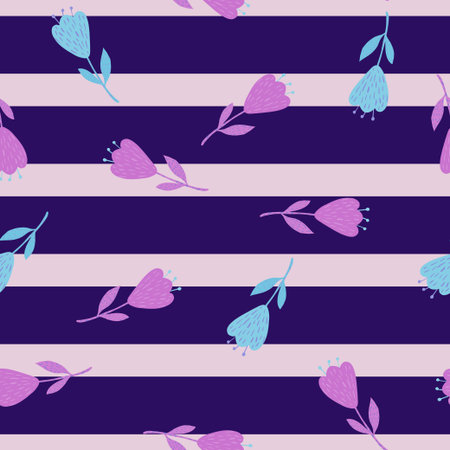 Flower cute seamless pattern. Hand drawn field background. Repeated texture in doodle style for...