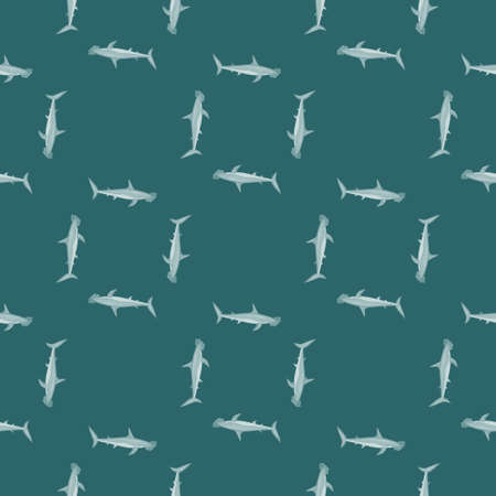 Hammerhead shark seamless pattern in scandinavian style. Marine animals background. Vector illustration for children funny textile prints, fabric, banners, backdrops and wallpapers.のイラスト素材