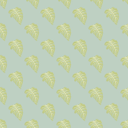 Monstera leaf seamless pattern with hand drawn tropical print. Modern nature background. Vector...
