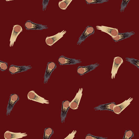 Meteor shower seamless pattern. Hand drawn comets fly background. Repeated texture in doodle style for fabric, wrapping paper, wallpaper, tissue. Vector illustration.のイラスト素材