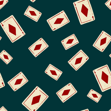 Game cards diamonds seamless pattern. Design gambling. Repeated texture in doodle style for fabric,...