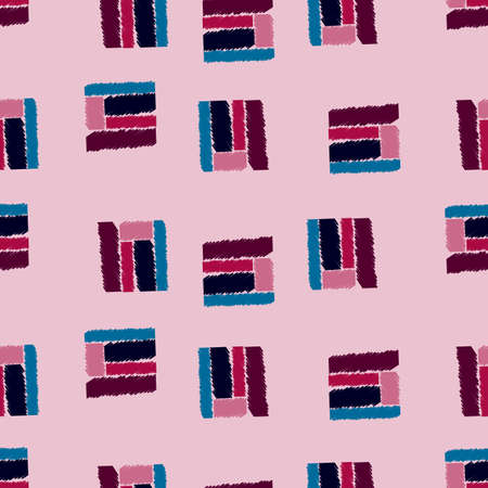 Ethnos seamless pattern. Native ornament carpet background. Repeated texture in doodle style for fabric, wrapping paper, wallpaper, tissue. Vector illustration.のイラスト素材