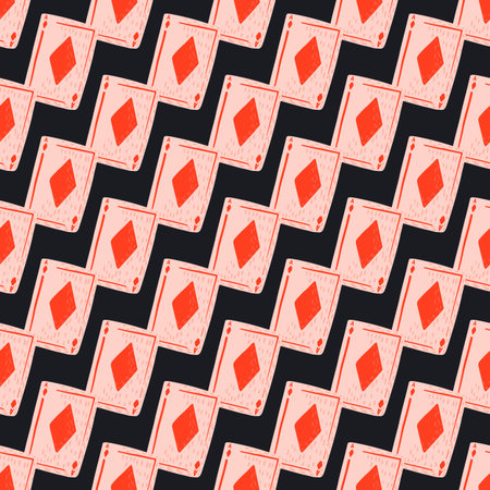 Game cards diamonds seamless pattern. Design gambling. Repeated texture in doodle style for fabric,...