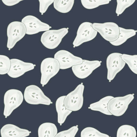Pears of seamless pattern. Hand drawn background fruit. Repeated texture in doodle style for fabric, wrapping paper, wallpaper, tissue. Vector illustration.のイラスト素材